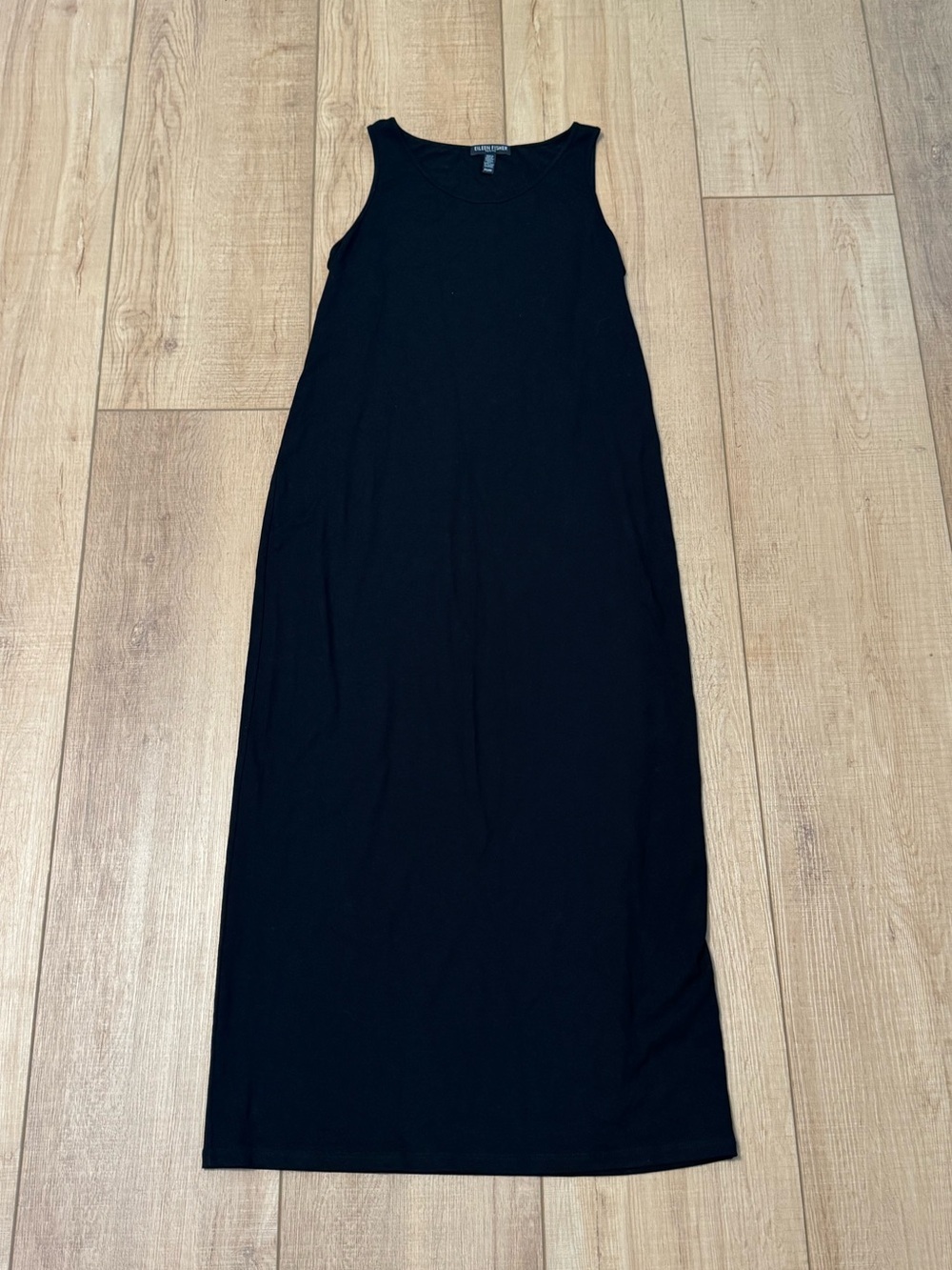 Eileen Fisher System Black Sleeveless Maxi Tank Dress Petite S Stretch Jersey